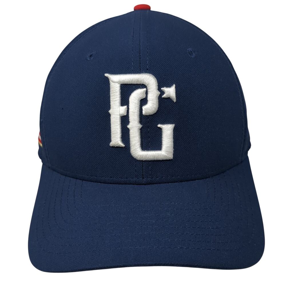 PG Perfect Game Fitted Baseball Cap Blue Large Embroidered 6 Panel Vented Holes